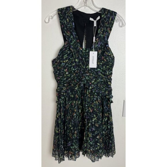 Derek Lam 10 Crosby Black Ruched Pleated Silk Mini Dress Size 4 New - Picture 13 of 14